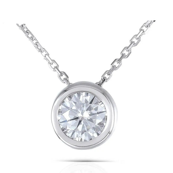 18k White Gold Moissanite Necklace 1ct Moissanite Engagement Rings & Jewelry | White Gold Chain for Sale | Luxus Moissanite