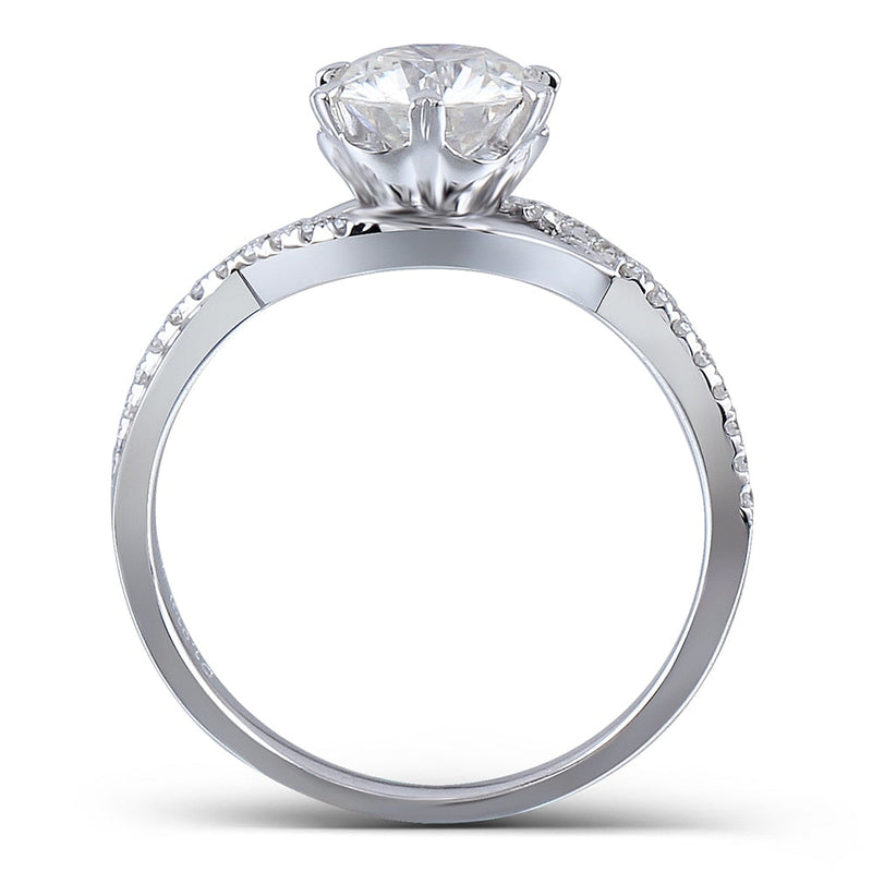 18k White Gold Moissanite Ring 1ct or 0.5ct Center Stone Moissanite Engagement Rings & Jewelry | Luxus Moissanite