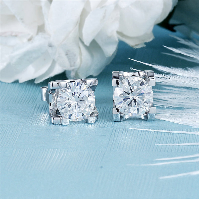 18k White Gold Moissanite Stud Earrings 2ctw Moissanite Engagement Rings & Jewelry | Luxus Moissanite