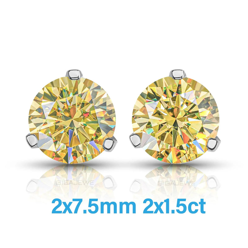 18k White Gold Plated Silver Stud Earrings 3ctw (multiple moissanite colors) Moissanite Engagement Rings & Jewelry | Luxus Moissanite