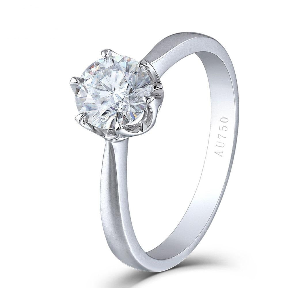 18k White Gold Solitaire Moissanite Ring 1ct Moissanite Engagement Rings & Jewelry | Luxus Moissanite