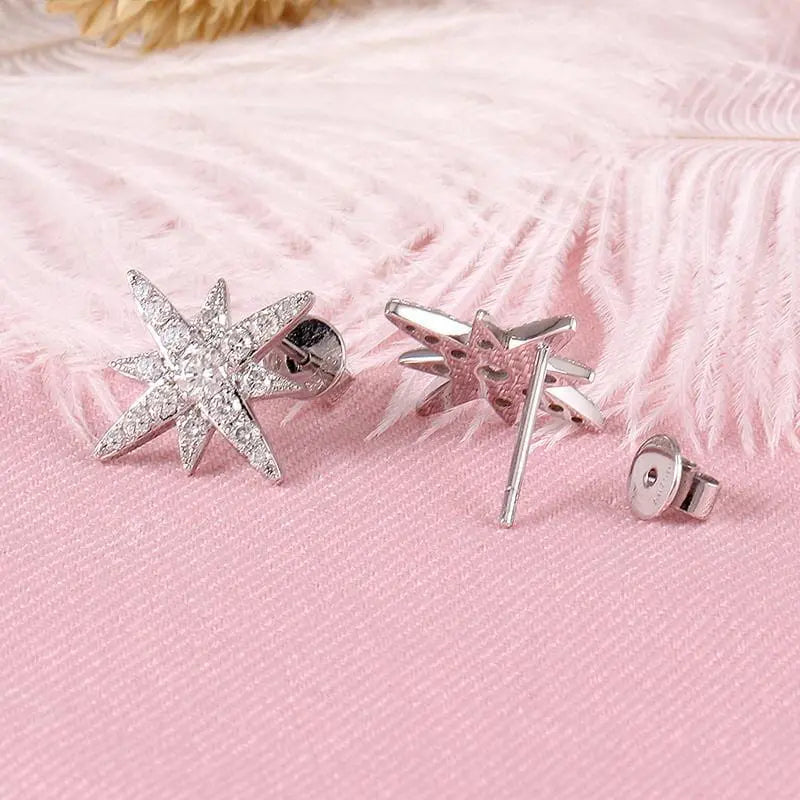 18k White Gold Star Moissanite Stud Earrings Moissanite Engagement Rings & Jewelry | Luxus Moissanite