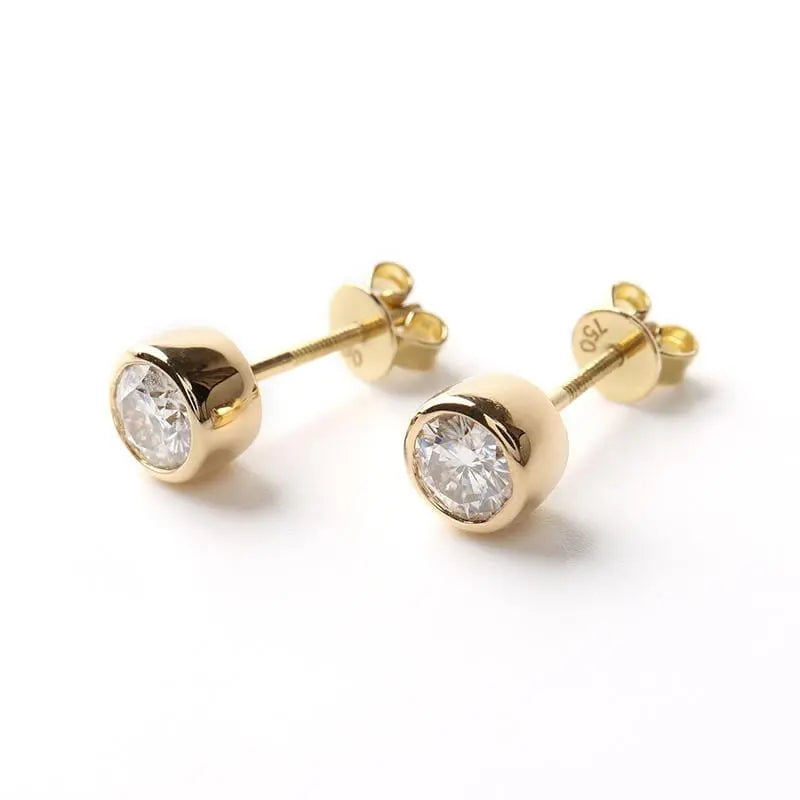 18k Yellow Gold Stud Moisssanite Earrings 1ctw Moissanite Engagement Rings & Jewelry | Cute Little Earrings | Luxus Moissanite