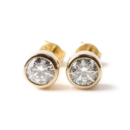 18k Yellow Gold Stud Moisssanite Earrings 1ctw Moissanite Engagement Rings & Jewelry | Cute Little Earrings | Luxus Moissanite