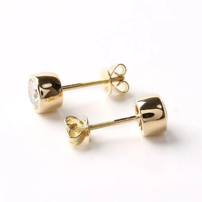 18k Yellow Gold Stud Moisssanite Earrings 1ctw Moissanite Engagement Rings & Jewelry | Luxus Moissanite