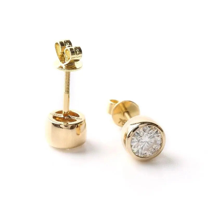 18k Yellow Gold Stud Moisssanite Earrings 1ctw Moissanite Engagement Rings & Jewelry | Luxus Moissanite