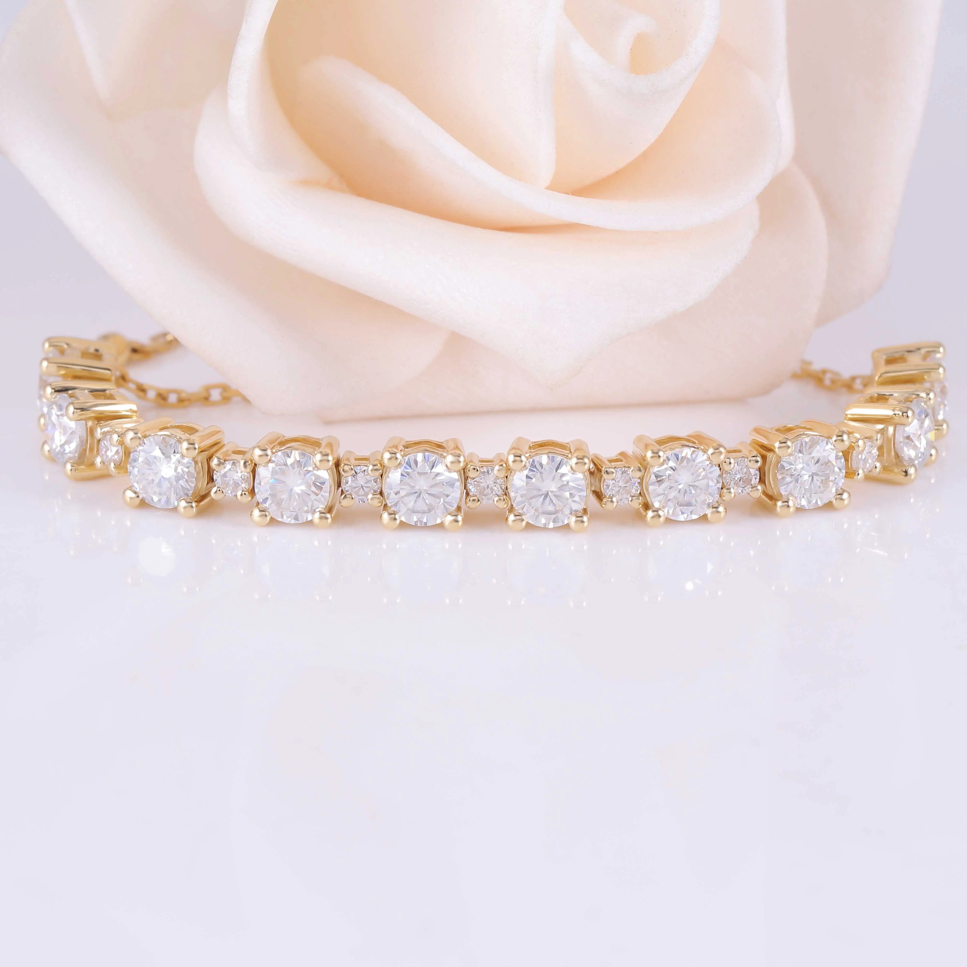 18k Yellow Gold Tennis Moissanite Bracelet 2.8ctw – Luxus Moissanite