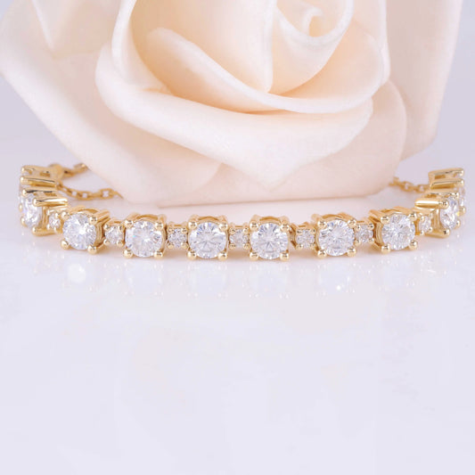 18k Yellow Gold Tennis Moissanite Bracelet 2.8ctw Moissanite Engagement Rings & Jewelry | Luxus Moissanite | Beautiful 18K Yellow Gold Bracelet