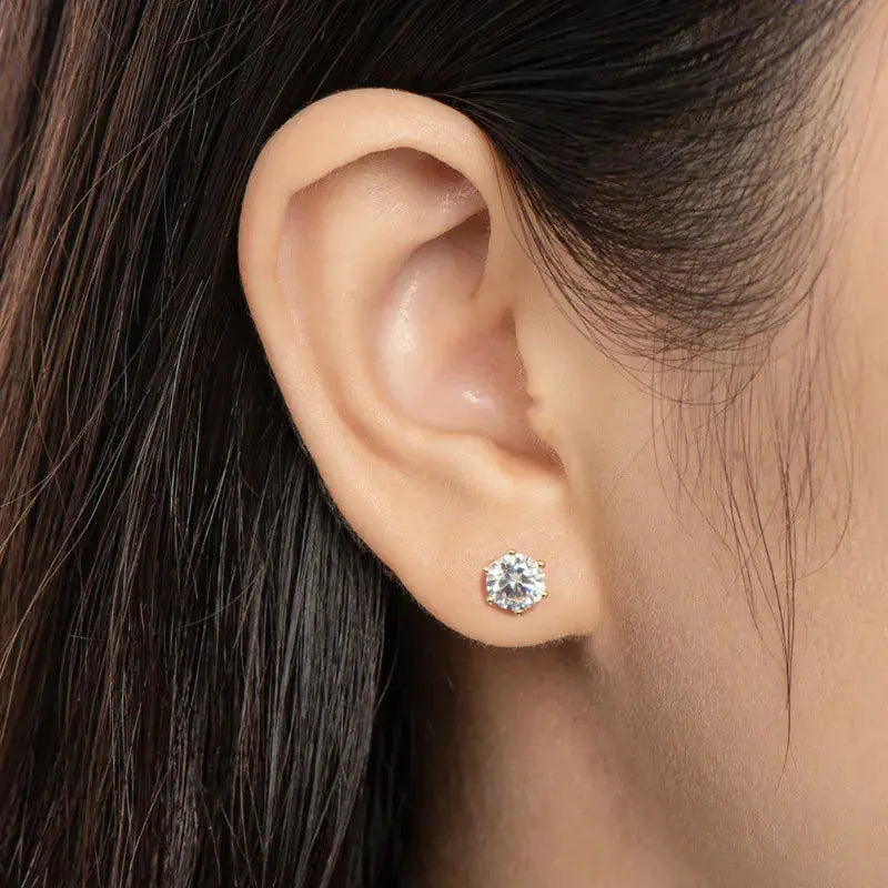 2ctw Moissanite Stud Earrings 18k White Gold Plated Silver Moissanite Engagement Rings & Jewelry | Luxus Moissanite