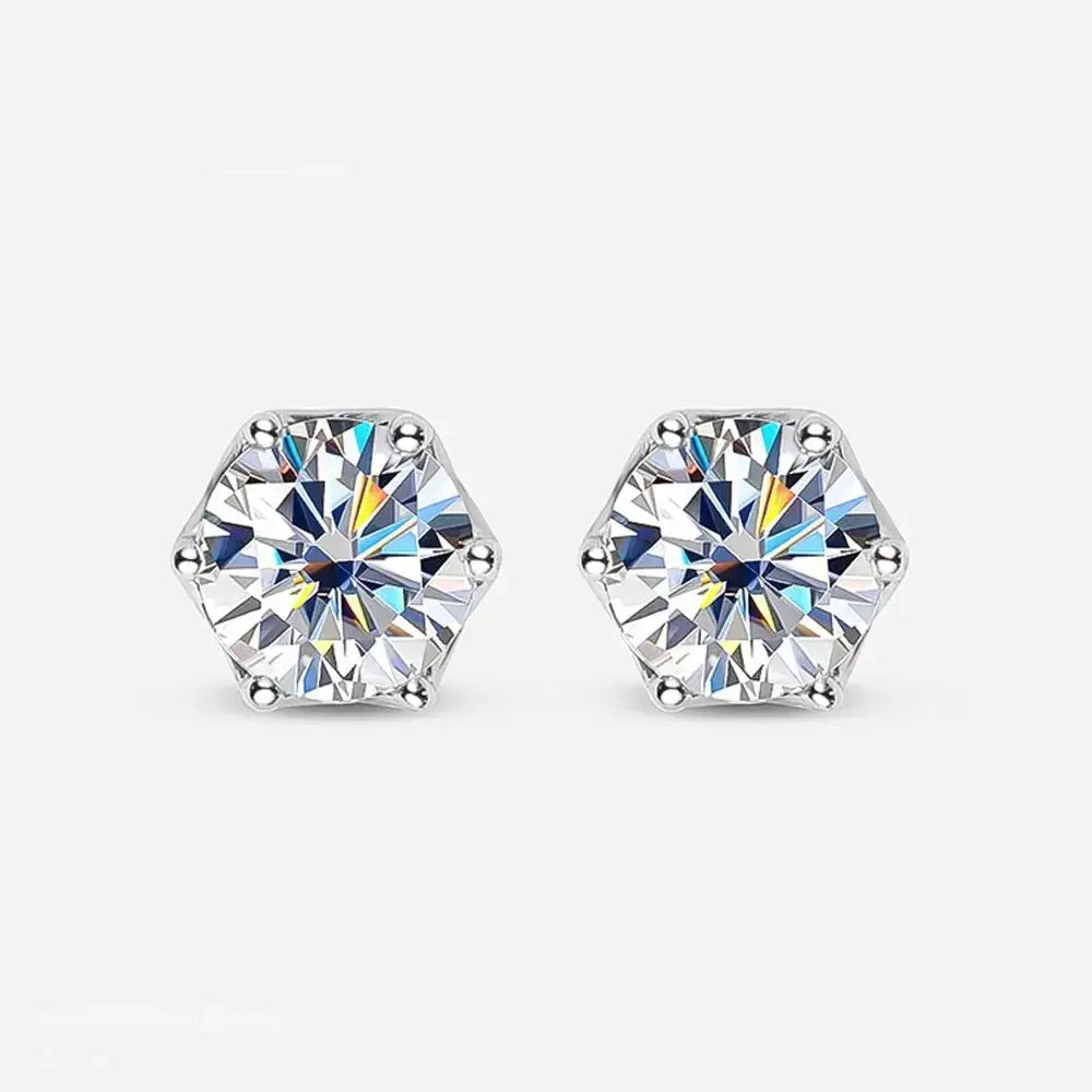 2ctw Moissanite Stud Earrings 18k White Gold Plated Silver Moissanite Engagement Rings & Jewelry | Luxus Moissanite