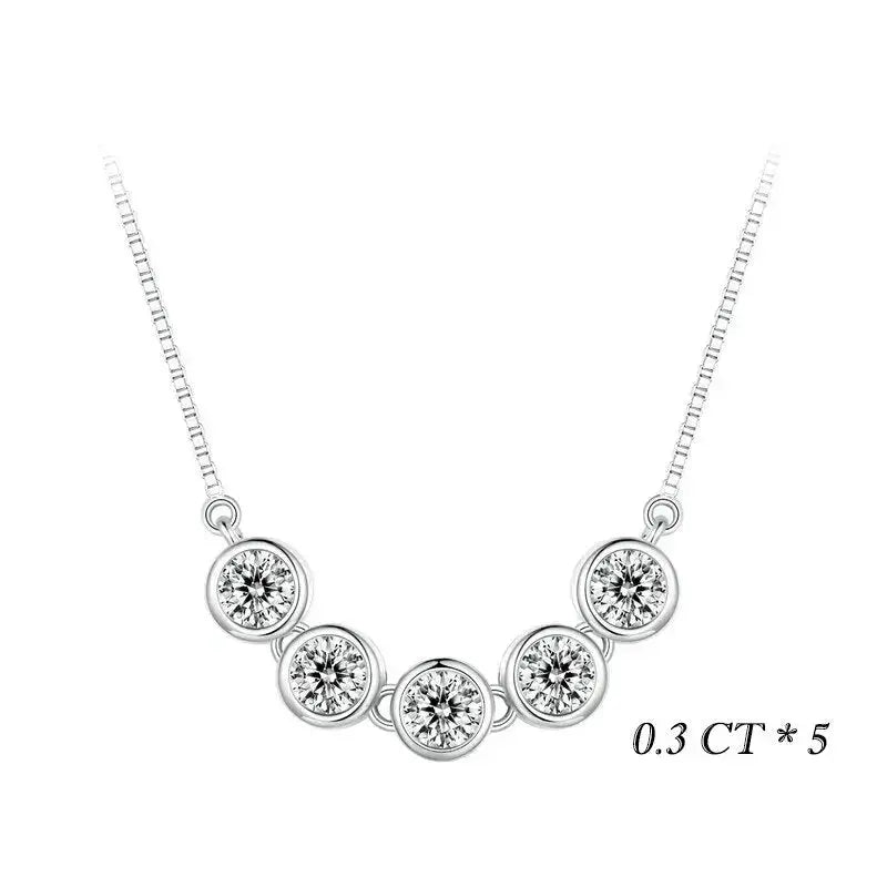 5 STONE 925 SILVER MOISSANITE NECKLACE 1.5CTW Moissanite Engagement Rings & Jewelry | Luxus Moissanite
