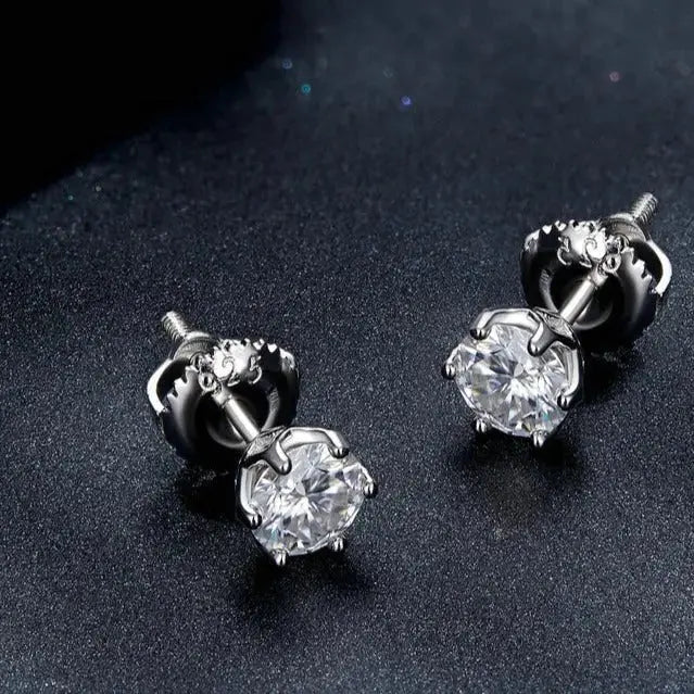 925 Sterling Silver Moissanite Stud Earrings 2CTW Moissanite Engagement Rings & Jewelry | Luxus Moissanite