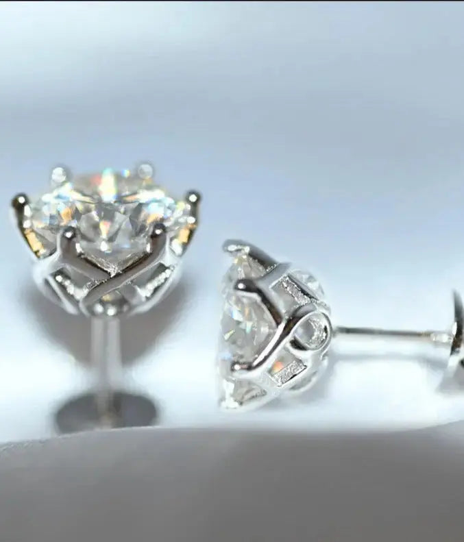 925 Sterling Silver Moissanite Stud Earrings 2CTW Moissanite Engagement Rings & Jewelry | Luxus Moissanite