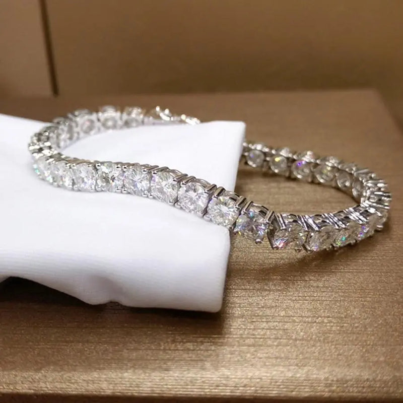 9k White Gold Tennis Moissanite Bracelet 18ctw Moissanite Engagement Rings & Jewelry | Luxus Moissanite