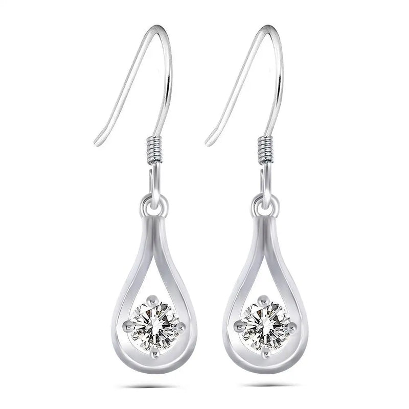 Drop / Dangle Moissanite Earrings Platinum Plated Silver 0.5ctw Moissanite Engagement Rings & Jewelry | Luxus Moissanite