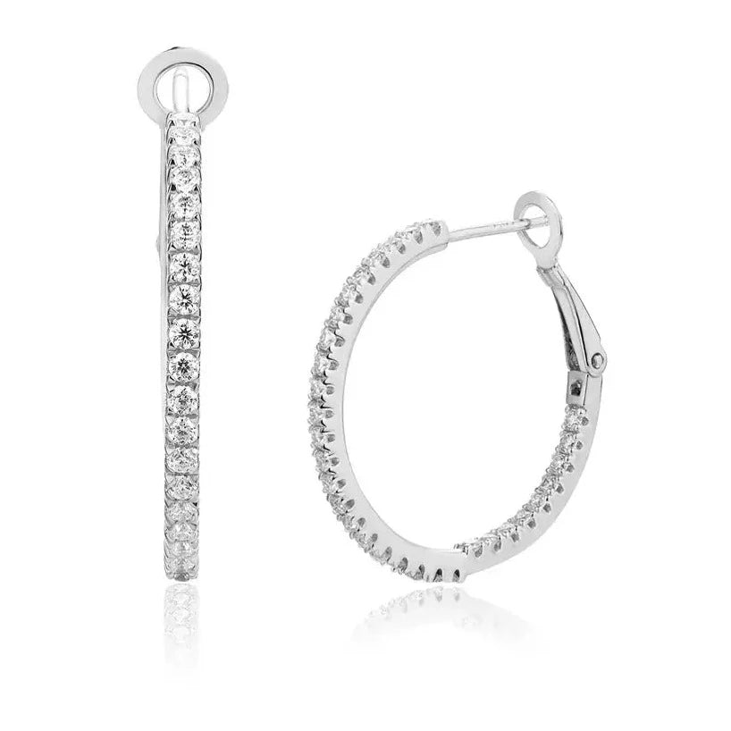 GOLD PLATED SILVER 1.5MM MOISSANITE HOOP EARRINGS 15MM & 25MM DIAMETERS Moissanite Engagement Rings & Jewelry | Luxus Moissanite |  best hoop earrings