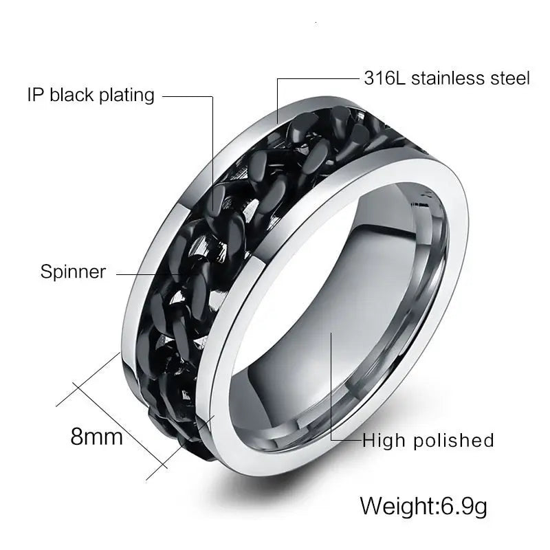 Men's Ring / Wedding Band - Middle Section Can Spin Moissanite Engagement Rings & Jewelry | Luxus Moissanite