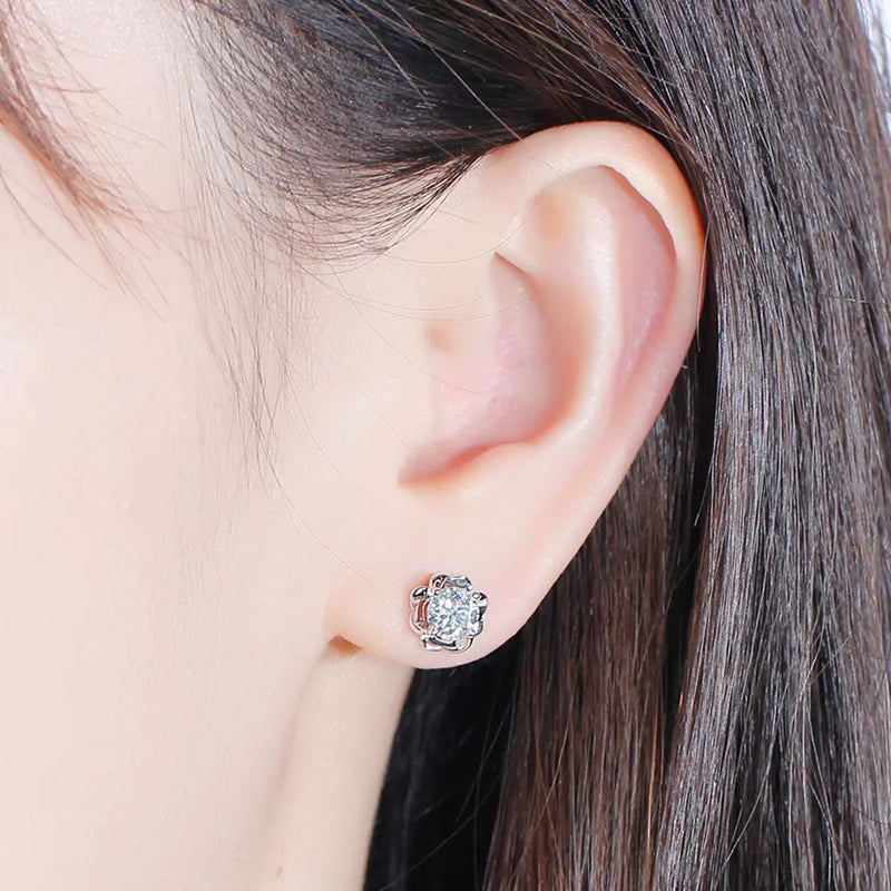 Moissanite Earrings Platium Plated Silver 1ctw Moissanite Engagement Rings & Jewelry | Luxus Moissanite