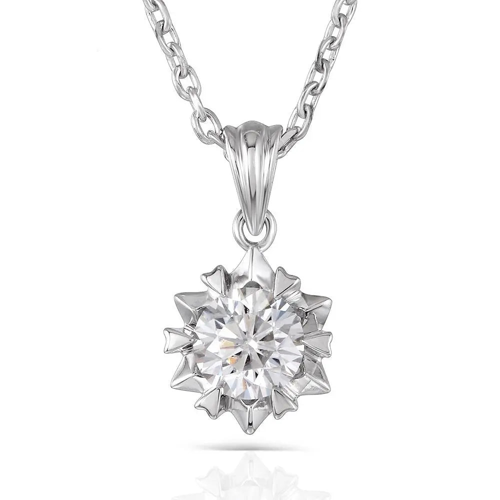 Moissanite Stylish Necklace Platinum Plated Silver 1ct Total Moissanite Engagement Rings & Jewelry | Luxus Moissanite