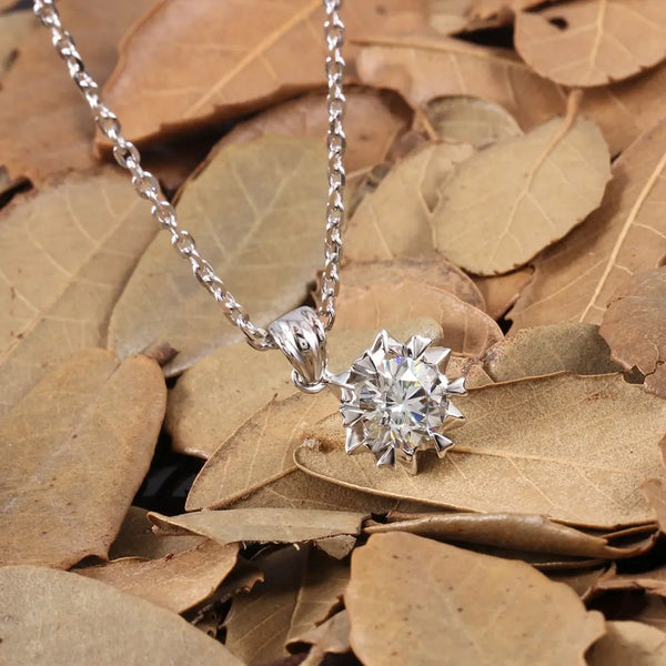 Moissanite Necklace Platinum Plated Silver 1ct Total Moissanite Engagement Rings & Jewelry | Luxus Moissanite