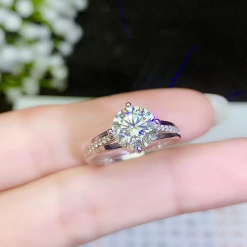 Moissanite Ring Platinum Plated Silver 1ct - 2ct Center Stone Options Moissanite Engagement Rings & Jewelry | Luxus Moissanite