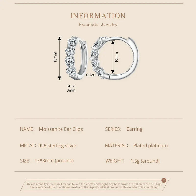 PLATINUM PLATED 925 SILVER MOISSANITE HOOP EARRINGS 0.8 CTW Moissanite Engagement Rings & Jewelry | Luxus Moissanite