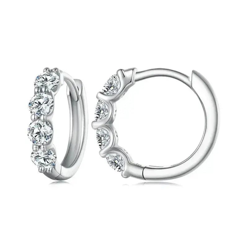 PLATINUM PLATED SILVER HOOP EARRINGS 0.8 CTW MOISSANITE Moissanite Engagement Rings & Jewelry | Luxus Moissanite