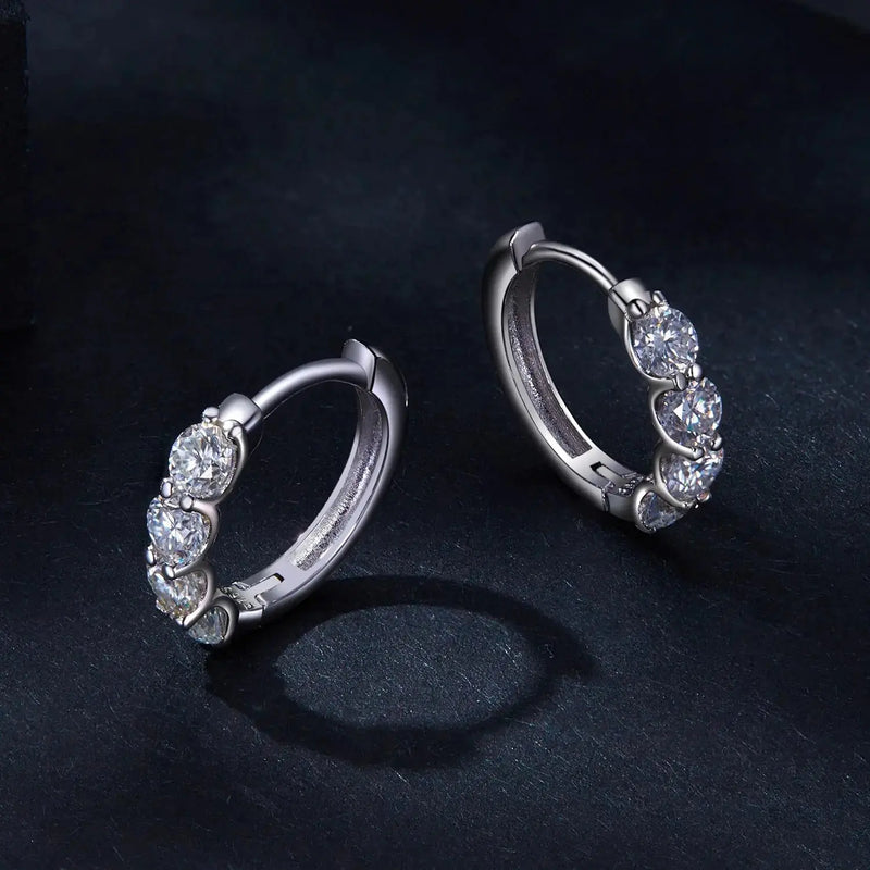 PLATINUM PLATED SILVER HOOP EARRINGS 0.8 CTW MOISSANITE Moissanite Engagement Rings & Jewelry | Luxus Moissanite