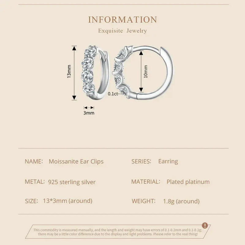 PLATINUM PLATED SILVER HOOP EARRINGS 0.8 CTW MOISSANITE Moissanite Engagement Rings & Jewelry | Luxus Moissanite