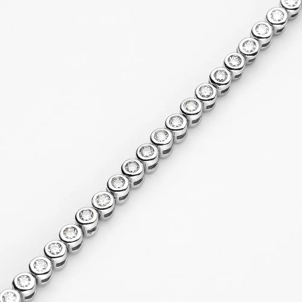 Plated 925 Silver Bezel Set Moissanite Tennis Bracelet Moissanite Engagement Rings & Jewelry | Luxus Moissanite