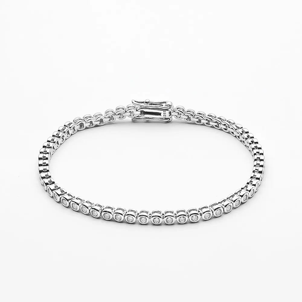 Plated 925 Silver Bezel Set Moissanite Tennis Bracelet Moissanite Engagement Rings & Jewelry | Luxus Moissanite