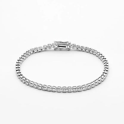 Plated 925 Silver Bezel Set Moissanite Tennis Bracelet Moissanite Engagement Rings & Jewelry | Luxus Moissanite