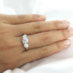 Platinum Plated Silver 3 Stone Moissanite Ring 2ct Total Moissanite Engagement Rings & Jewelry | Luxus Moissanite