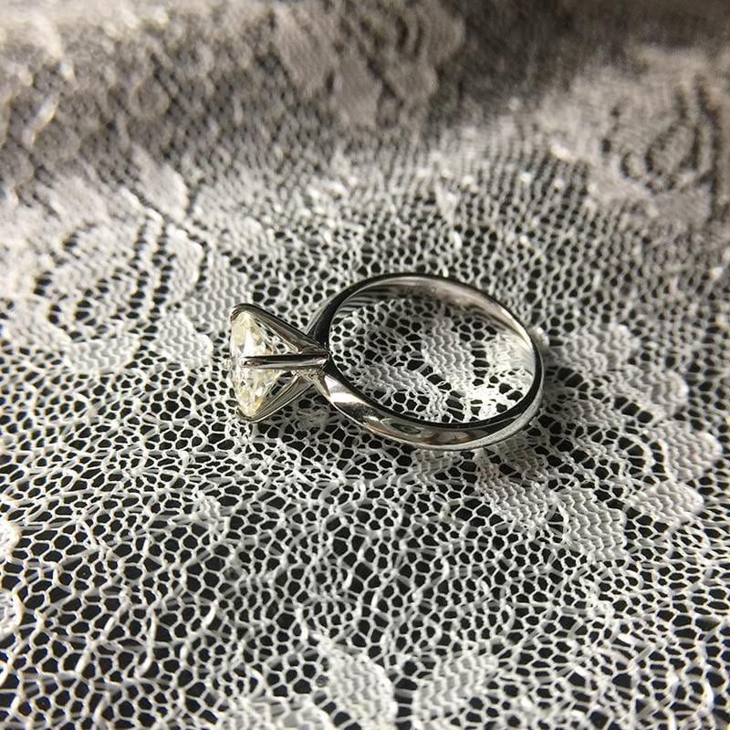 Platinum Plated Silver Cushion Cut Solitaire Moissanite Ring 2ct Moissanite Engagement Rings & Jewelry | Luxus Moissanite