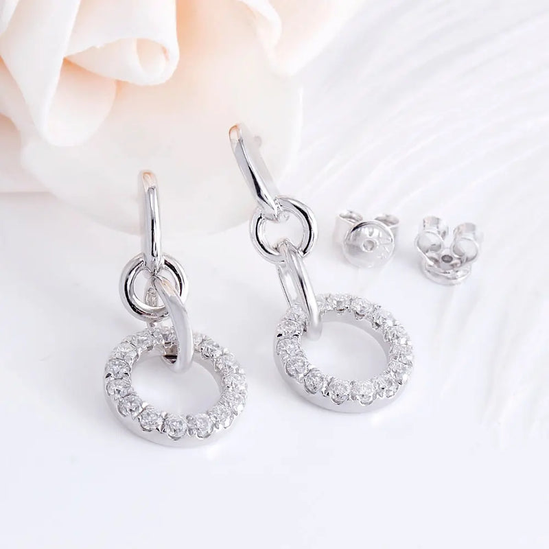 Platinum Plated Silver Drop / Dangle Moissanite Earrings 1ctw – Luxus ...