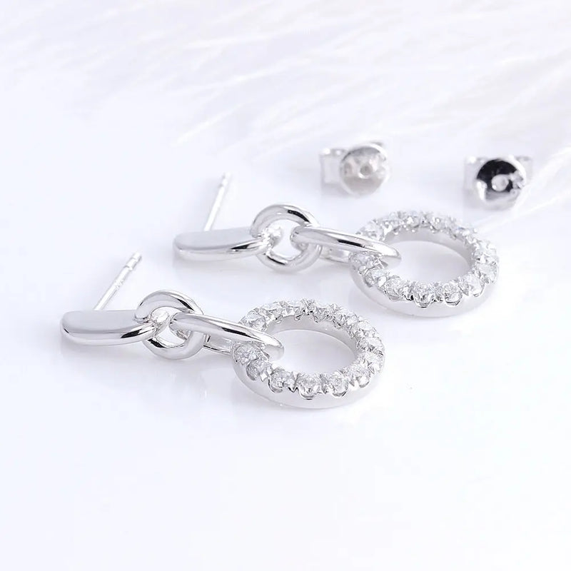 Platinum Plated Silver Drop / Dangle Moissanite Earrings 1ctw – Luxus ...