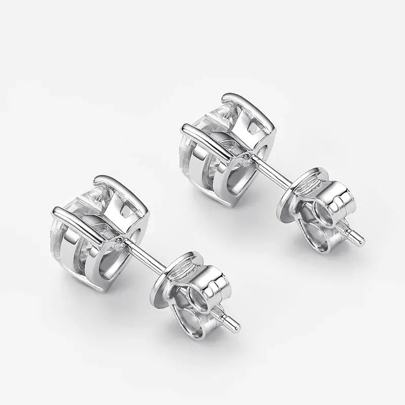 Platinum Plated Silver Heart Stud Moissanite Earrings 2, 4, or 8 ctw Moissanite Engagement Rings & Jewelry | Luxus Moissanite
