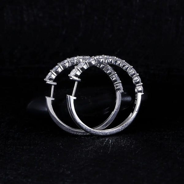 Platinum Plated Silver Hoop Moissanite Earrings 3.4ctw Moissanite Engagement Rings & Jewelry | Luxus Moissanite