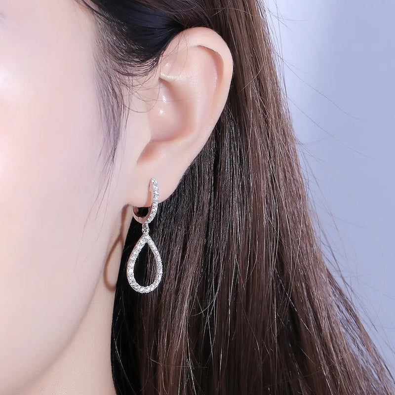 Platinum Plated Silver Moissanite Earrings 1.34ctw Moissanite Engagement Rings & Jewelry | Luxus Moissanite