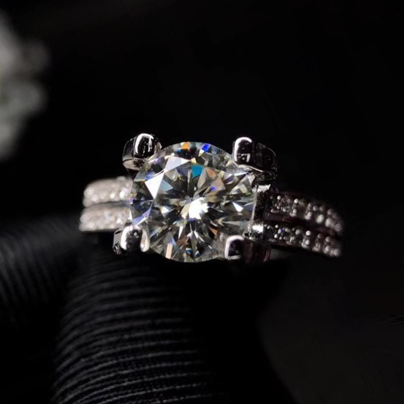 Platinum Plated Silver Moissanite Engagement Ring 1ct Moissanite Engagement Rings & Jewelry | Luxus Moissanite