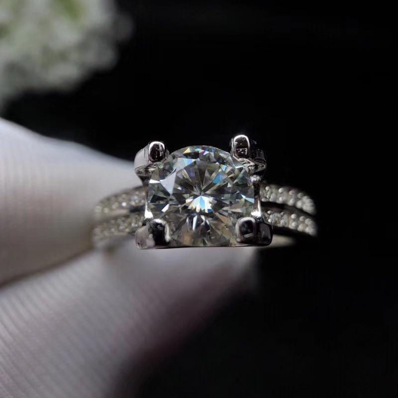 Platinum Plated Silver Moissanite Engagement Ring 1ct Moissanite Engagement Rings & Jewelry | Luxus Moissanite