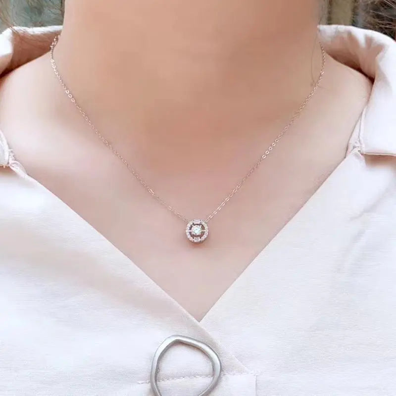 Platinum Plated Silver Moissanite Necklace 0.3ct Center Stone Moissanite Engagement Rings & Jewelry | Luxus Moissanite | Cute Necklace for Her