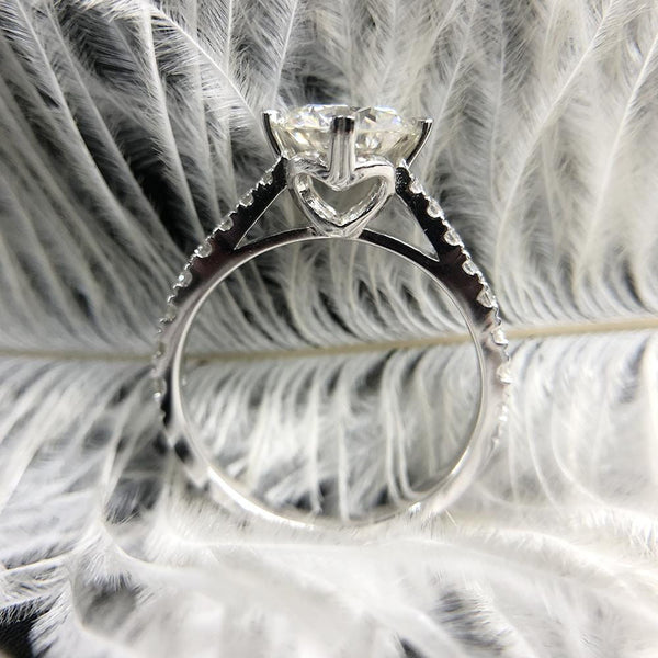 Platinum Plated Silver Moissanite Ring 1.5ct Center Stone Moissanite Engagement Rings & Jewelry | Luxus Moissanite