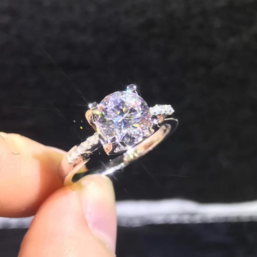 Platinum Plated Silver Moissanite Ring 1ct Moissanite Engagement Rings & Jewelry | Luxus Moissanite