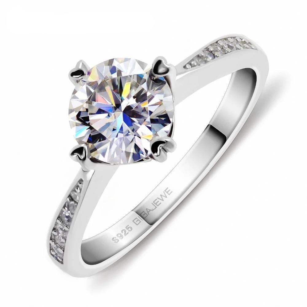 Platinum Plated Silver Moissanite Ring 1ct Moissanite Engagement Rings & Jewelry | Luxus Moissanite