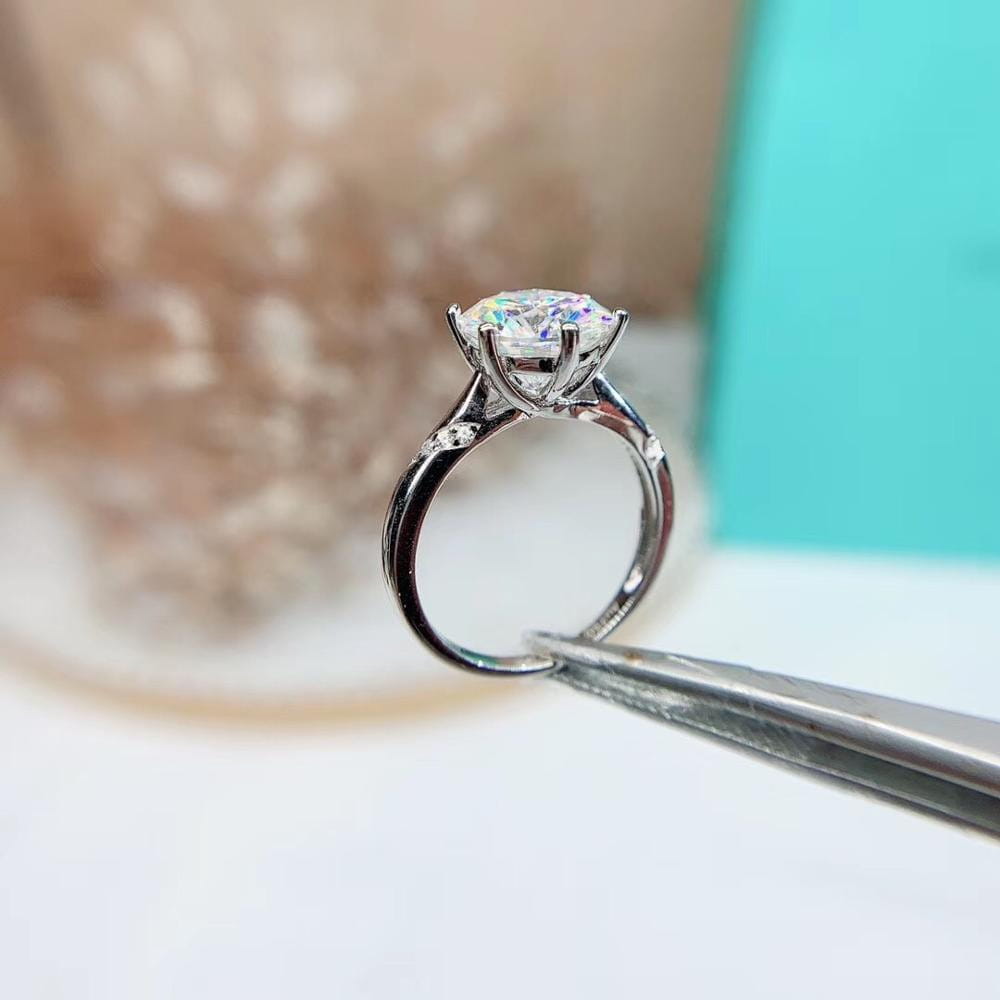 Platinum Plated Silver Moissanite Ring 1ct, 1.5ct, 2ct Options Moissanite Engagement Rings & Jewelry | Luxus Moissanite