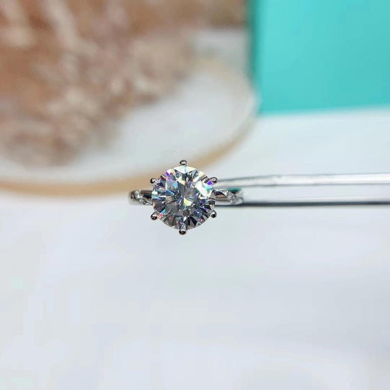 Platinum Plated Silver Moissanite Ring 1ct, 1.5ct, 2ct Options Moissanite Engagement Rings & Jewelry | Luxus Moissanite