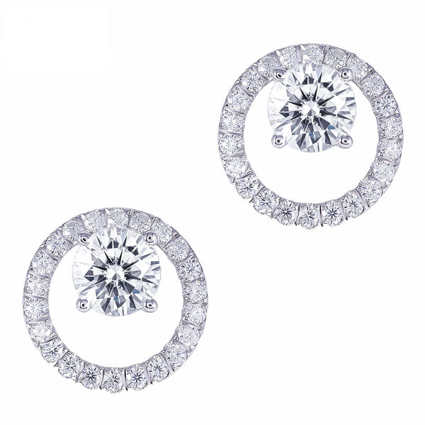 Platinum Plated Silver Moissanite Stud Earrings 1.6ctw Moissanite Engagement Rings & Jewelry | Luxus Moissanite