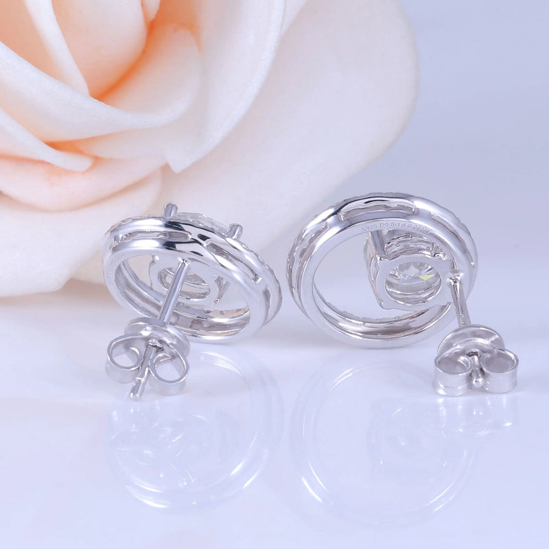 Platinum Plated Silver Moissanite Stud Earrings 1.6ctw Moissanite Engagement Rings & Jewelry | Luxus Moissanite