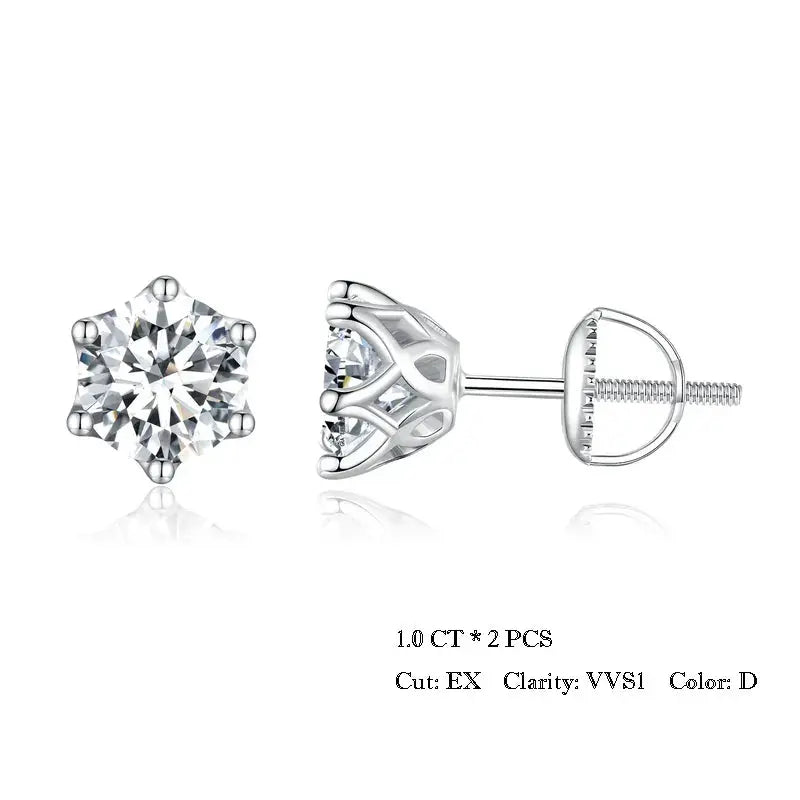 Platinum Plated Silver Moissanite Stud Earrings 1CTW, 2CTW, or 4CTW Moissanite Engagement Rings & Jewelry | Luxus Moissanite